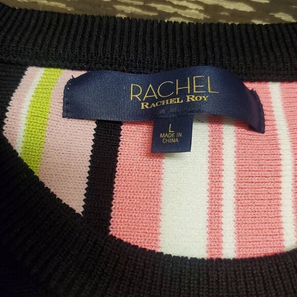 Rachel Roy Striped Woven Tank Top Sz L - Picture 3 of 3